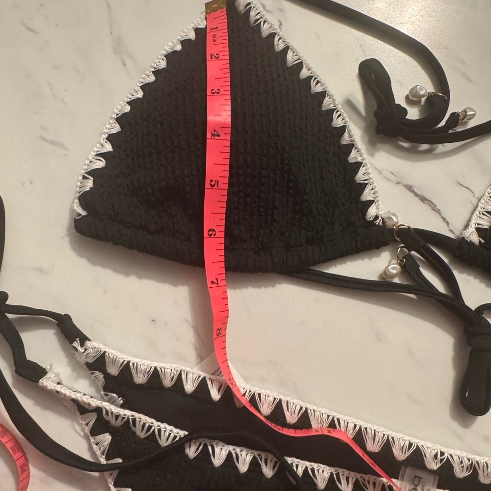 bebe Black and White Crochet Bikini Set - Picture 9 of 9